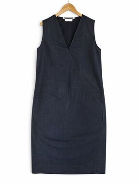 Everlane Sleeveless V Neck Shift Cotton Pockets Midi Casual